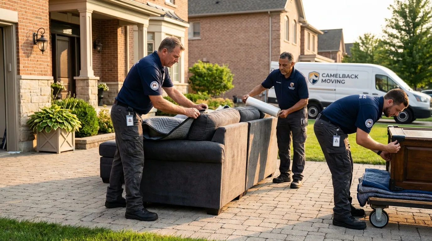 Large estate moving crew wrapping furniture in Stevensville, MI