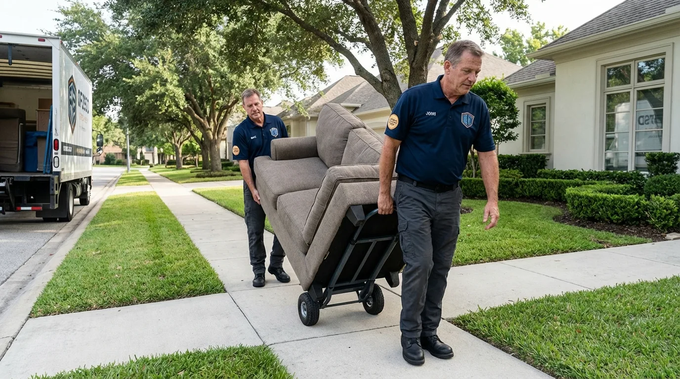 Local residential moving crew loading furniture in Stevensville, MI