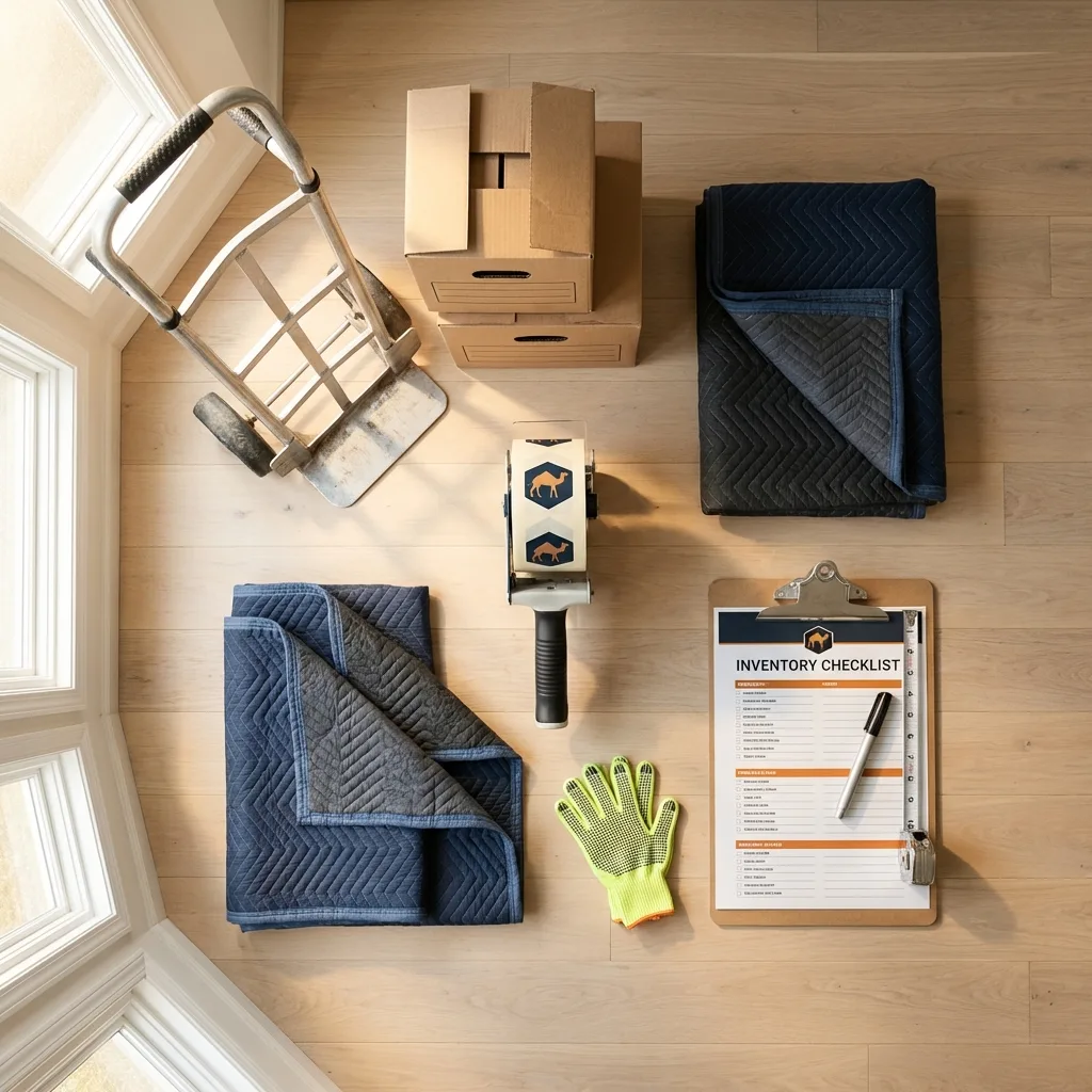Professional moving supplies and packing materials layout for Stevensville residential relocations